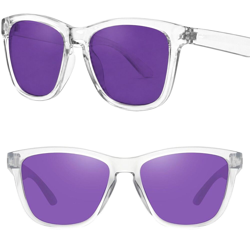 Women's Clear Purple Polarized Oversized Square Classic Retro Fashion Sunglasses